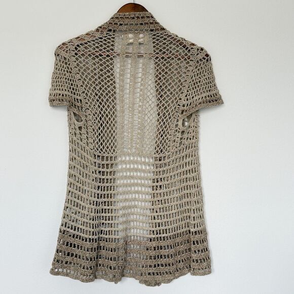 Anthropologie Rosie Neira Calado Open Front Hand Knit Crochet Cardigan Sz M Boho - Picture 3 of 9